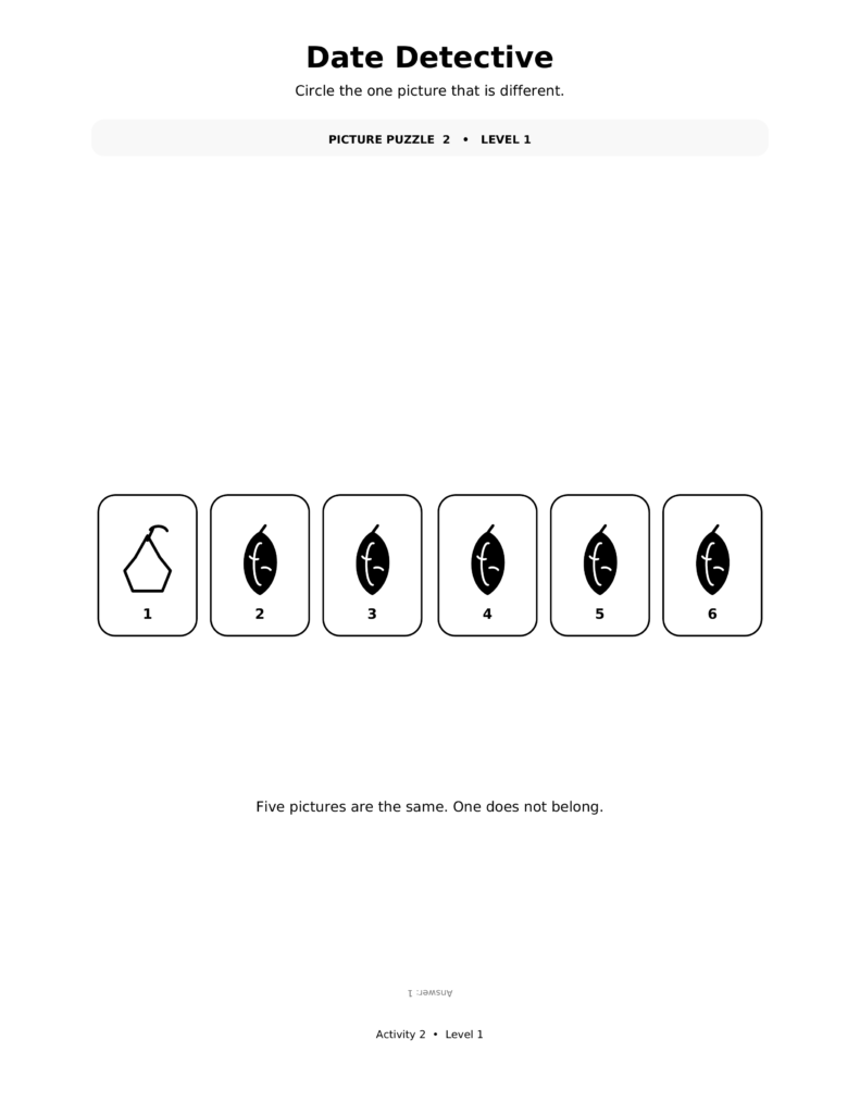 Date Detective, a printable Ramadan picture puzzle worksheet for kids.