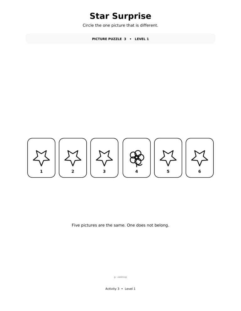 Star Surprise, a printable Ramadan picture puzzle worksheet for kids.