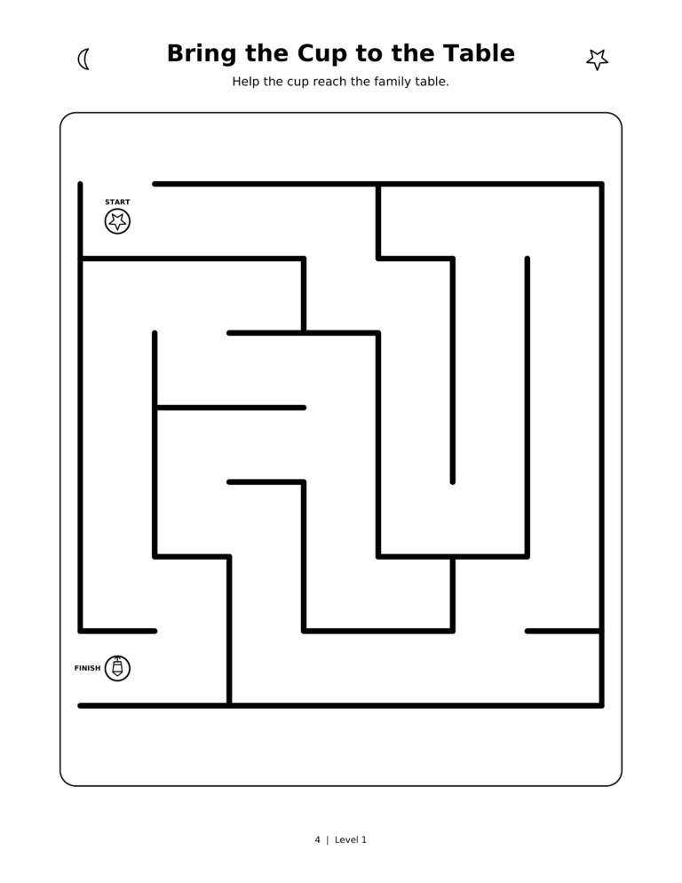 Bring the Cup to the Table, a printable Ramadan maze worksheet for kids.