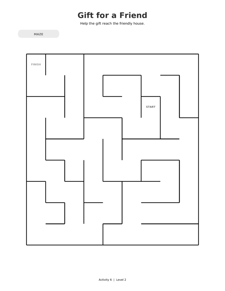 Gift for a Friend, a printable Ramadan maze worksheet for kids.