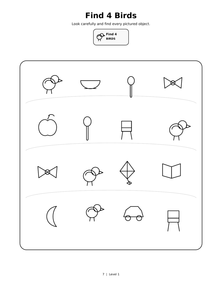 Find 4 Birds, a printable Ramadan search-and-find activity sheet for kids.