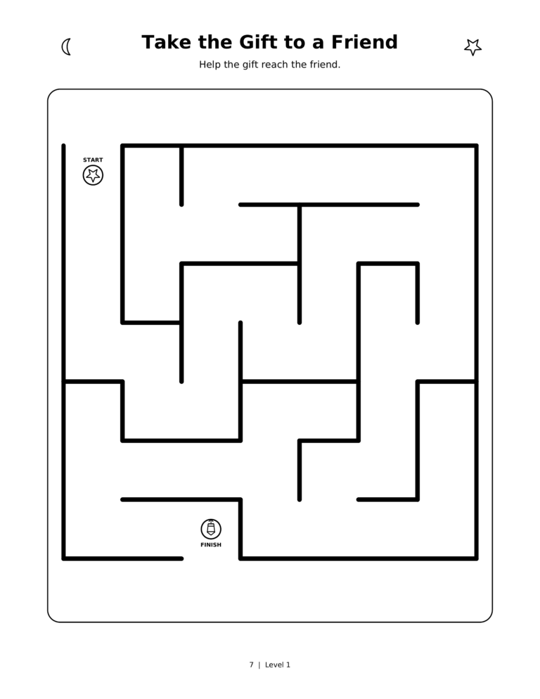 Take the Gift to a Friend, a printable Ramadan maze worksheet for kids.