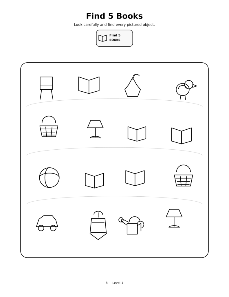 Find 5 Books, a printable Ramadan search-and-find activity sheet for kids.