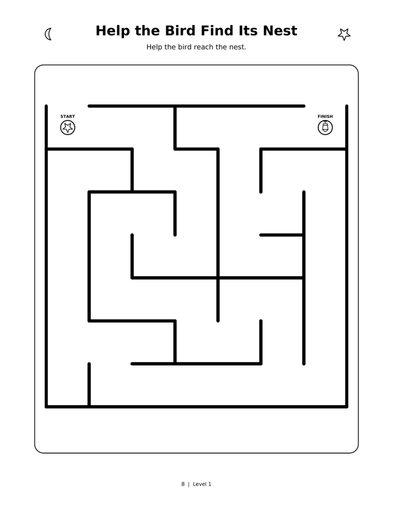 Help the Bird Find Its Nest, a printable Ramadan maze worksheet for kids.