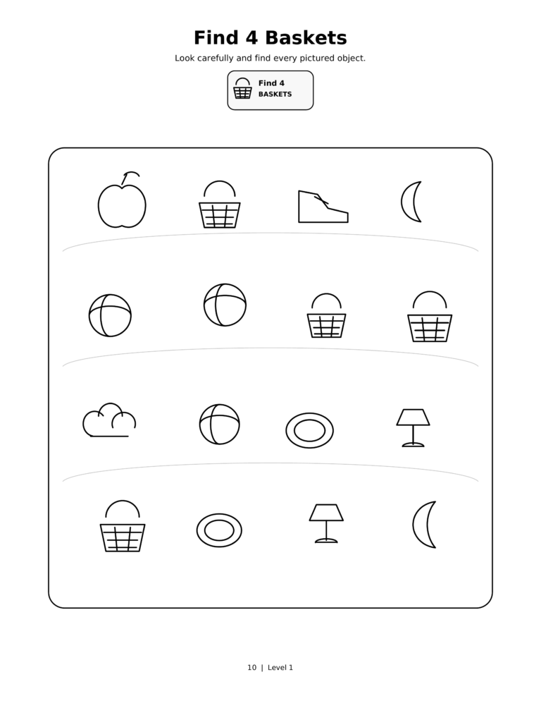 Find 4 Baskets, a printable Ramadan search-and-find activity sheet for kids.