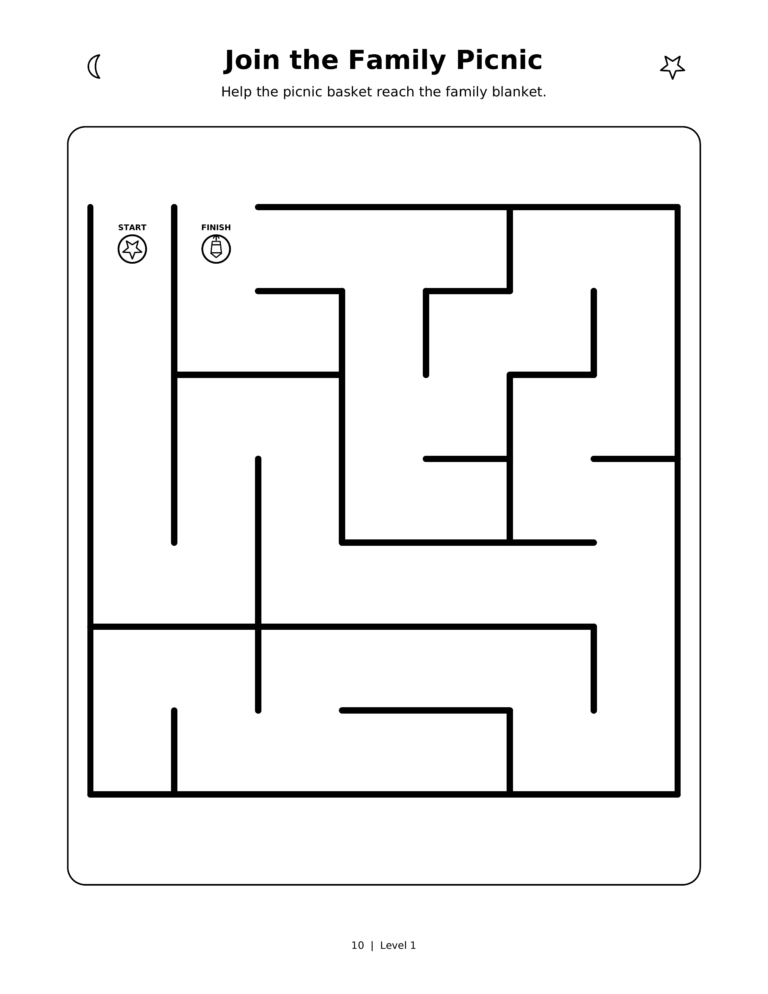 Join the Family Picnic, a printable Ramadan maze worksheet for kids.