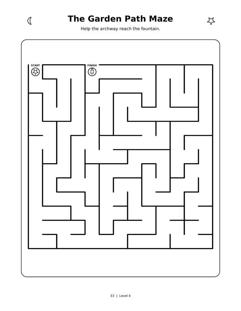 The Garden Path Maze, a printable Ramadan maze worksheet for kids.