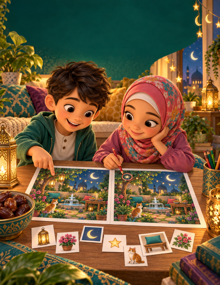 Ramadan Garden Detectives, a colorful illustration from the Ramadan Activity Adventures collection for children.