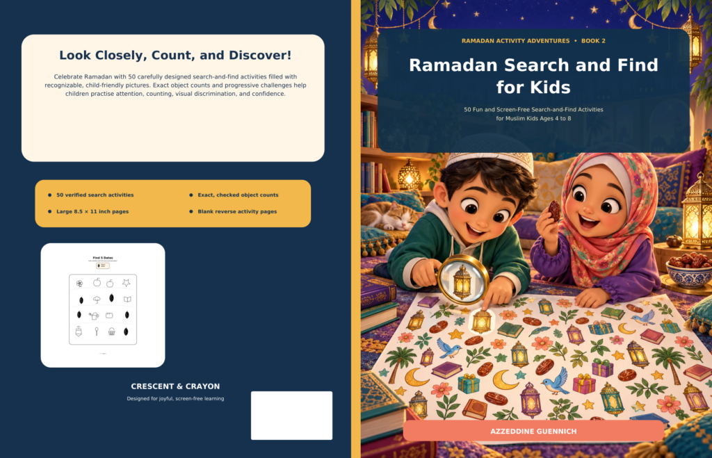 Find 6 Flowers, a printable Ramadan search-and-find activity sheet for kids.