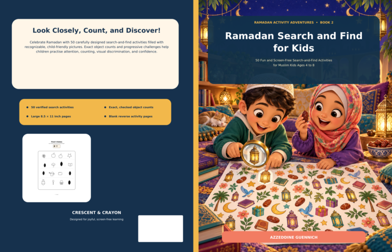 Find 6 Flowers, a printable Ramadan search-and-find activity sheet for kids.