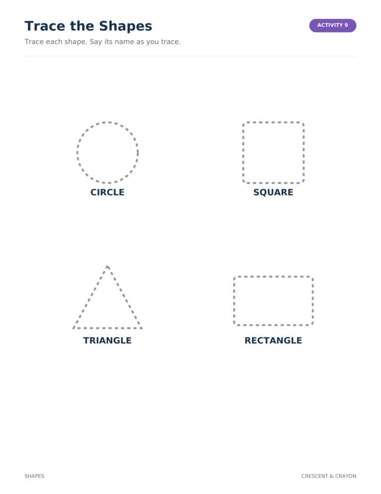 Shapes and Visual Skills activity from Muslim Kids Preschool Workbook for children ages 3-6.